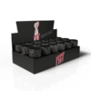 Display box of 18 pack Fist Black Label Poppers 10ml featuring multiple bottles arranged in an organized black shelf.