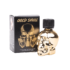 Gold Skull Poppers 24ml product packaging and bottle set featuring gold skull bottle next to its black box with skull graphics and product details.