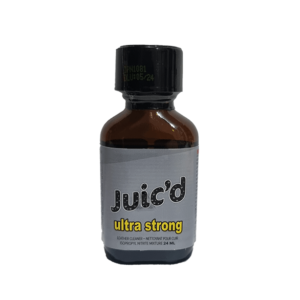 Juic'd Ultra Strong leather cleaner in a 24 mL bottle, featuring a clear label with black and white text, isolated on a white background.