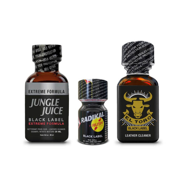New Deep Dive 3x-Mix Poppers Pack A 3-bottle starter set of Deep Dive poppers, showing the professional labels and secure safety seals for the Mix Poppers Pack.