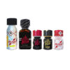 A selection of 5 bottles from the Heat Wave Mix Poppers Pack, displayed together to show the variety of high-potency formulas included in this value bundle.