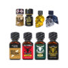 A collection of eight bottles of Puppy Play Power cleaning solvents, showcasing the 8x Mix Poppers Pack bundle for variety and value.
