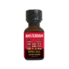 Poppers Amsterdam Special 25ml bottle with a sealed black cap and a vibrant red label featuring white and gold Amsterdam canal house graphics and "Leather Cleaner" text.