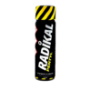 Radikal Pentyl Poppers 24ml bottle, featuring black and yellow striped design with red accents, labeled as leather cleaner.