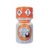 Poppers Juice Zero 10ml bottle with orange cap and hazard warning symbols, displaying the brand name and mega pellet feature on a white background.