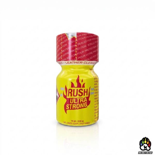 Poppers Rush Ultra Strong 10ml Funline® Pentyl Nitrite Poppers Rush Ultra Strong 10ml Funline® Pentyl Nitrite bottle with Husky Bear Poppers logo on a white background.