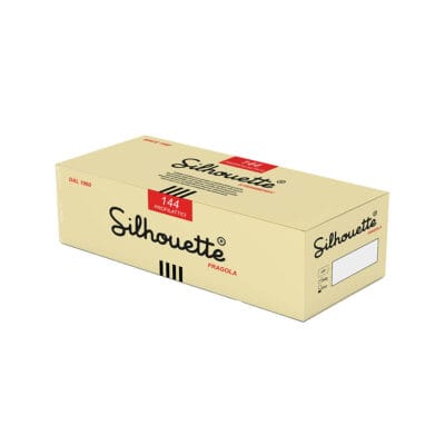 Silhouette Strawberry Condoms - 144 Pack Premium latex condoms with strawberry flavor and aroma in beige box, the Silhouette Strawberry Condoms come in a premium pack of 144