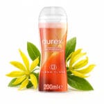 Nový Durex Ylang Ylang Smyslná Masáž Lubrikant na Vodní Bázi 200 ml Durex Ylang Ylang lahvička 200ml pro masáž a intimitu