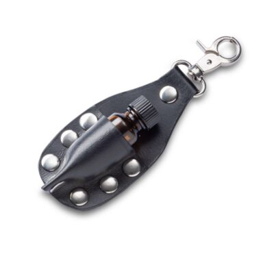 Poppers Leather Holder for small poppers Riveted black poppers leather holder with metal clip, suitable for small bottles