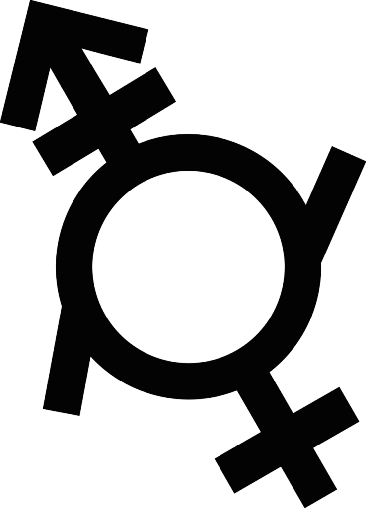 Black and White Image of the Gender Fluid Symbol. Gender fluidity can change over time in a person's gender expression gender identity, or both.