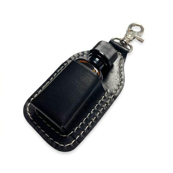 Leather Poppers Holder – Hand Stitched with large bottle Hand stitched black leather poppers pouch with metal clip for large bottles