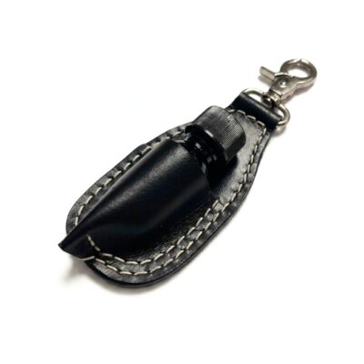 Leather Poppers Holder – Hand Stitched with small bottle Hand stitched black leather poppers pouch with metal clip for small bottles