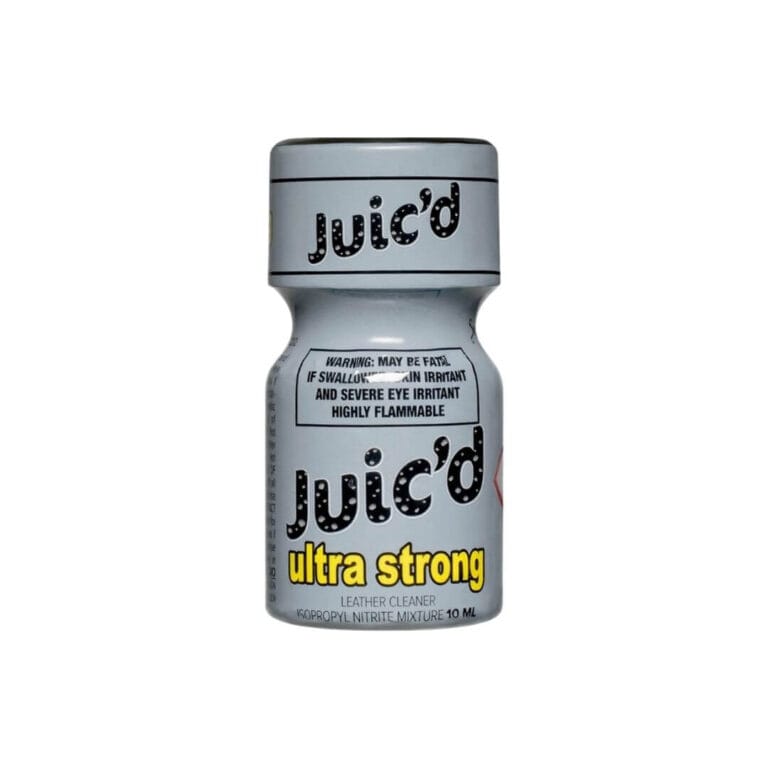 Poppers Juic’d Ultra Strong 10ml – Silver label bottle with high-potency formula; perfect for intense use.