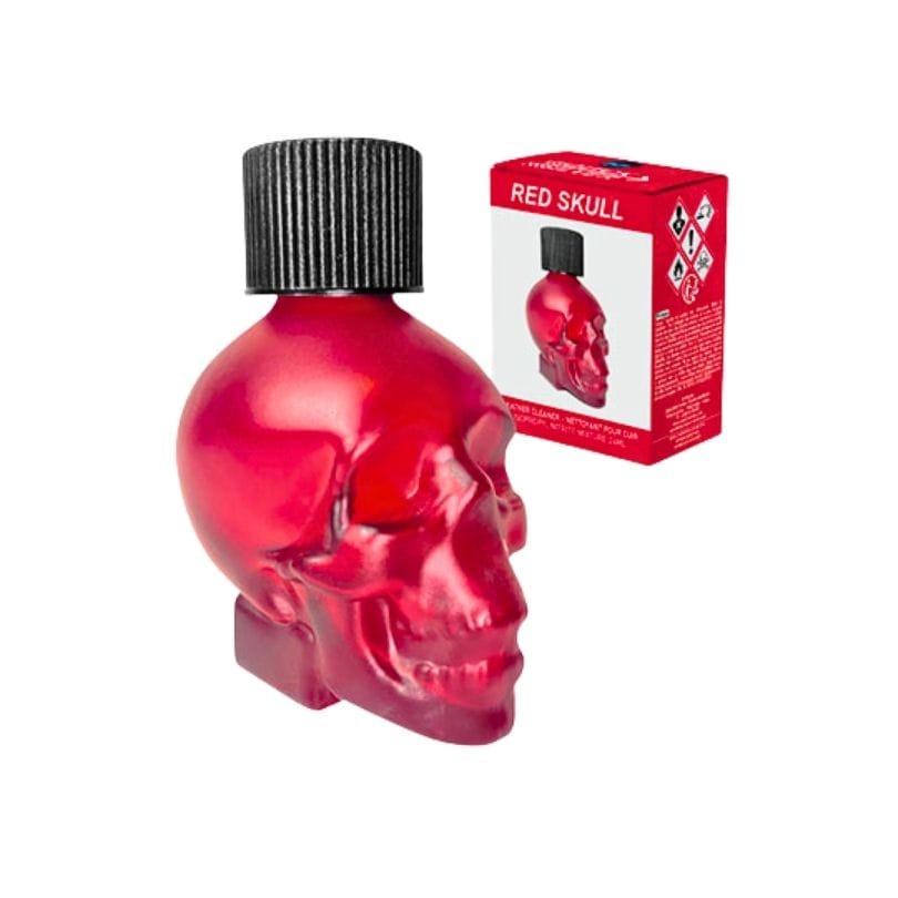 Popper red skull 25ml – Eye-catching red skull bottle; extra strong formula perfect for bold poppers enthusiasts.