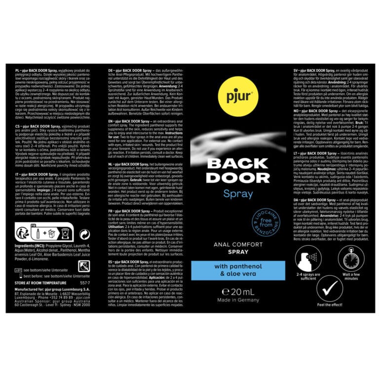 Relaksujący Spray Analny | Pjur Back Door Spray - 20ml
