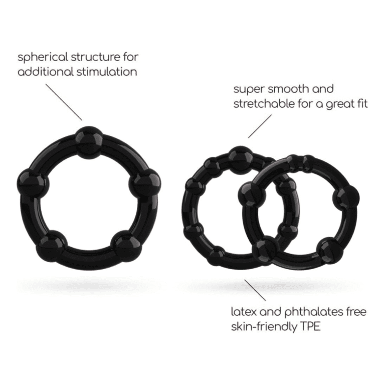 Zestaw Potrójnych Pierścieni na Penisa z Kulkami | Wzmocnij Erekcję, Zwiększ Wytrzymałość i Opóźnij Wytrysk