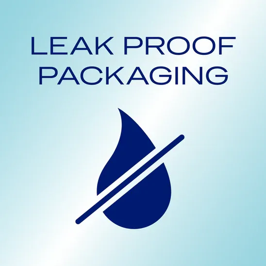 Żel intymny na bazie wody Durex Naturals 100ml ilustracja podkreślająca design opakowania odpornego na wycieki z ikoną ochrony przed rozlaniem