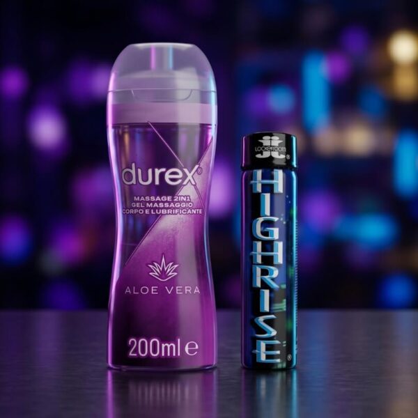 Lifestyle shot of The Smooth Operator – Durex Aloe Vera 200ml & Poppers Highrise Tall 30ml