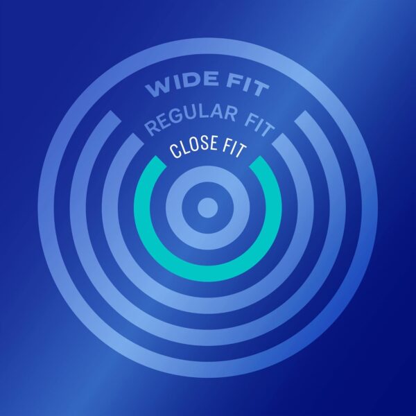 Durex-Natural-Slim-Fit-52-mm Durex Natural Slim Fit condom size guide – close fit diagram showing slim fit versus regular and wide fit options