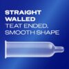 Durex-Natural-Slim-straight-walled Durex Natural Slim Fit condom shape – straight walled, teat ended, smooth shape design