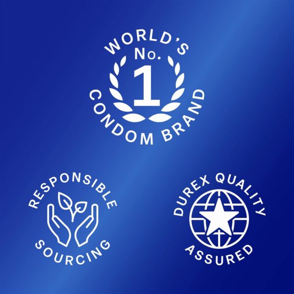 durex-worlds-no-1-condom-brand Durex World's No.1 Condom Brand badge with responsible sourcing and Durex quality assured seals