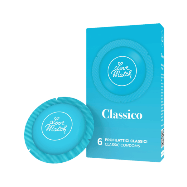 Love Match Classico Condoms - 6 pack Love Match Classico anatomically shaped natural rubber condoms.